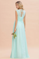 Elegant Chiffon V-Neck Ruffle Long Bridesmaid Dresses Affordable-27dress